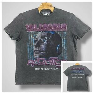 Valabasas Tee Robotics Tour Vintage Black XXL Burnout Graphic Embellished Meta‎